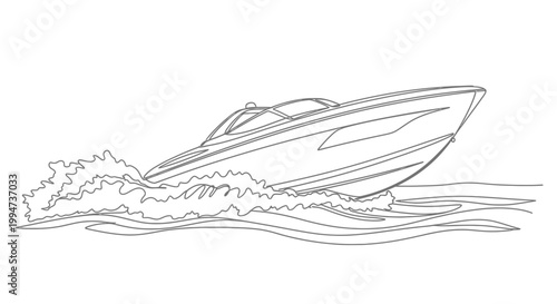 Speedboat racing on the water surface.