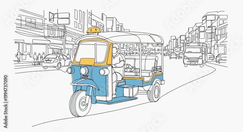 Tuk Tuk Rickshaw Vehicle Transportation.