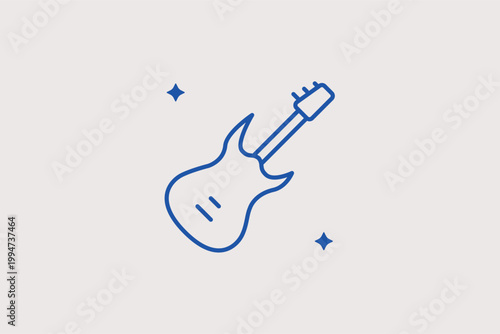 guitar line icon for folk music and unplugged sessions. Gentle illustration for singer-songwriter profiles and campfire music events.