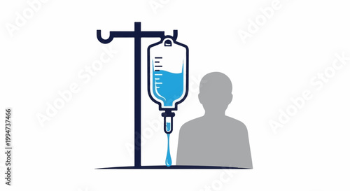 Medical IV drip bag and patient silhouette