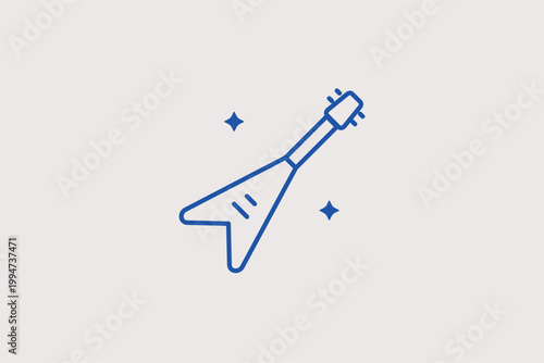 Electric guitar line icon for rock music and string instrument shops. Bold illustration for music festival branding and guitar tutorial websites.