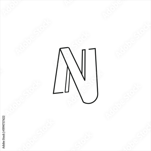 Abstract letter n graphic design element