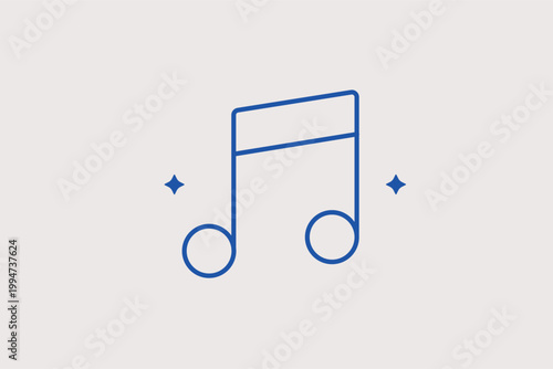 Beamed note line icon for musical notation and melodic sequences. Harmonic illustration for playlist icons and elementary music education tools.