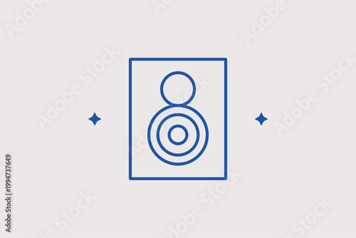 Speaker cabinet line icon for high-quality sound output and amplification. Powerful illustration for home theater setups and professional audio engineering.