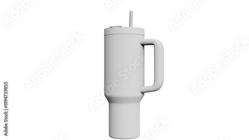 Slika na platnu White Travel Mug with Straw