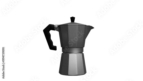 Classic Moka Pot on Black Background