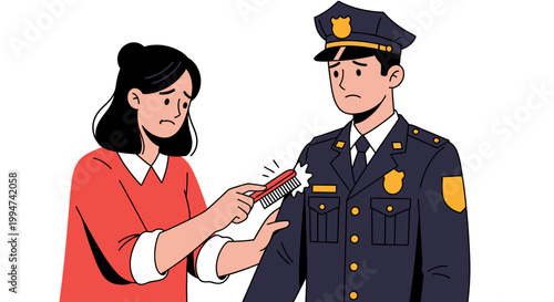 Woman Presenting Evidence to a Concerned Police Officer.