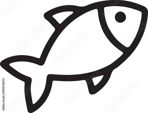 Stylized Fish Icon: A clean and simple illustration of a fish icon, perfect for various design applications. 