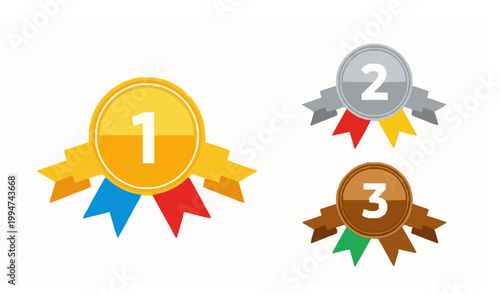Award Badge Icon Set Numbers 1 2 3 Vector Ranking Winner Symbols Collection