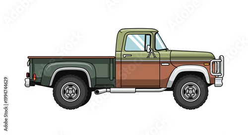 Vintage pickup truck with faded paint.