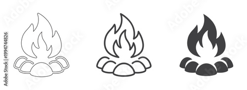 Bonfire Icon Campfire, Burning Wood and Outdoor Flame Symbol