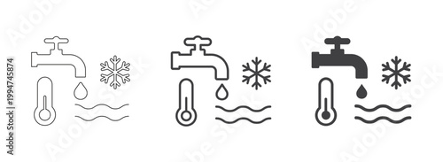 Hot and Cold Water Icon Set High & Low Temperature Droplet Symbols