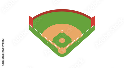 Aerial view of a baseball field, showcasing the diamond, outfield, and bases, perfect for sports and game-related content
