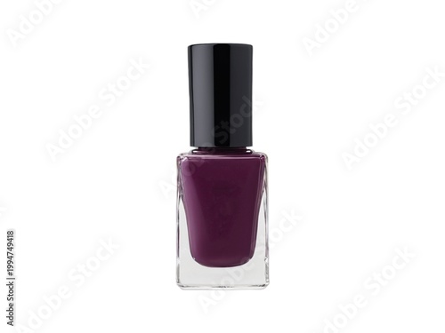 Dark purple nail polish bottle isolated on white background