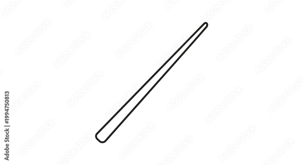 Obraz premium A simple line drawing of a thin, elongated stick or wand, angled diagonally on a white background.