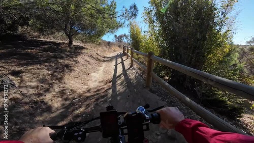 Mountain Bike Los Angeles Kenneth Hahn Park POV Shot of Mountain Trail California USA