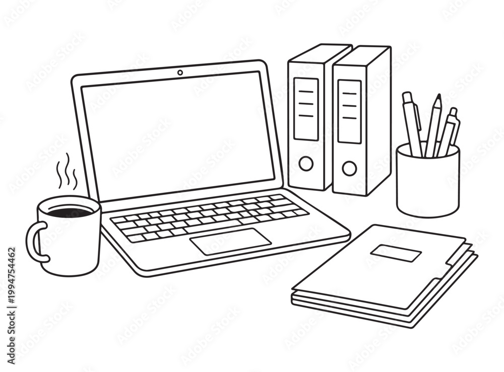 Fototapeta premium Various Objects Coloring Pages for Kids, Everyday Items Line Art, Simple Printable Coloring Book for Children