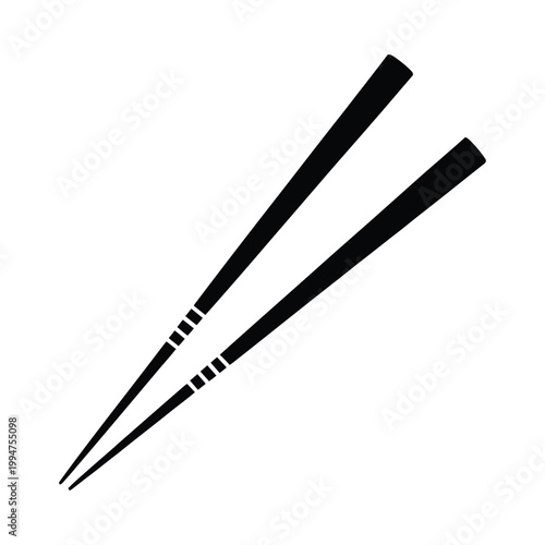 Simple black and white illustration of a pair of chopsticks
