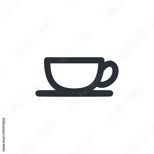 ティーカップとソーサーのシンプルなモノクロアイコン素材