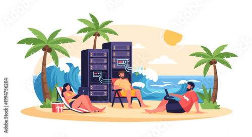 A vibrant, stylized island graphic evokes feelings of tranquility and opportunity. Ideal for website design, marketing materials, or adding a modern t
