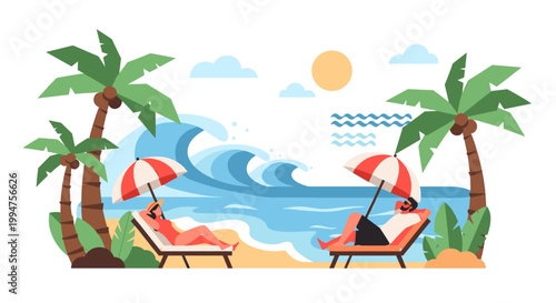 A vibrant and stylized palm tree graphic evokes a sense of tropical escape and peaceful serenity, perfect for travel marketing or website design.