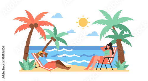 A vibrant illustration of tropical foliage evokes a sense of peaceful escape and growth. Perfect for travel blogs, marketing materials, and website de