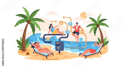 A vibrant illustration of a palm tree and sand, evoking a feeling of relaxation and summer escape. Perfect for travel marketing or background design.