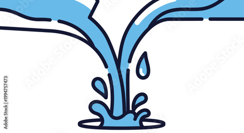 Minimalist Blue Water Pouring and Splash Vector Illustration