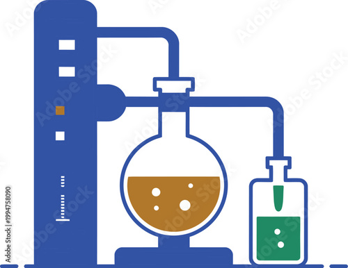 Modern laboratory equipment scientific research and analysis concept with lab instruments glassware technology clean vector illustration isolated background