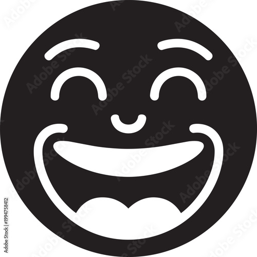 Laughing Face Silhouette Icon with round, joy, and laughter icon set for fun and happy