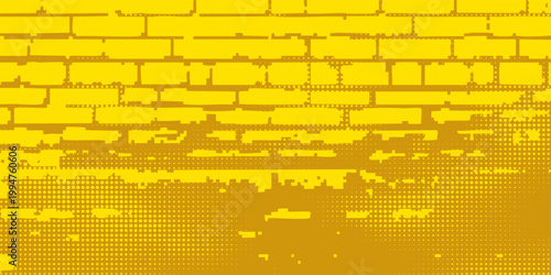 Brick wall painted yellow vector eps10