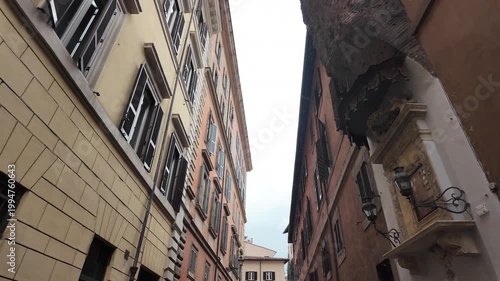 Narrow Cobblestone Street In Trastevere District Rome Italy