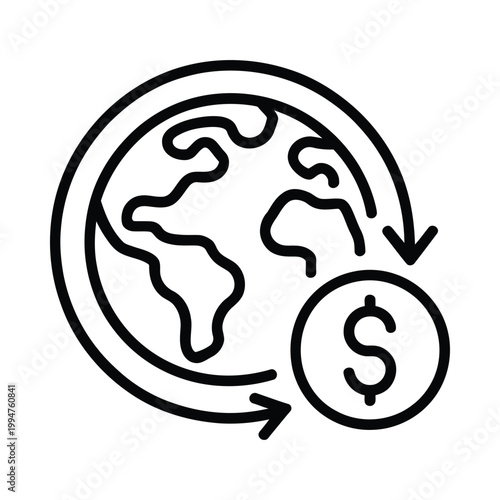 Global finance and money transfer concept with earth and dollar sign