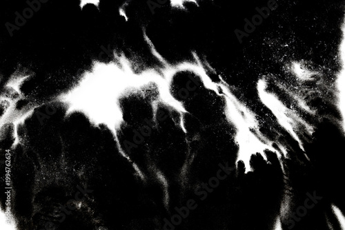 Abstract grunge black ink paint distressed texture rips tears and rust transparent crumpled industrial overlay background