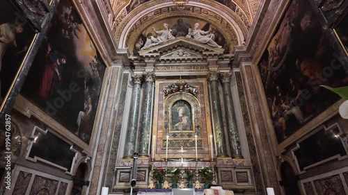 High Altar And Baroque Interior Of Santa Maria Della Pace Rome