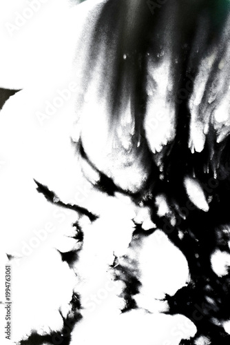 Abstract grunge black ink paint distressed texture rips tears and rust transparent crumpled industrial overlay background