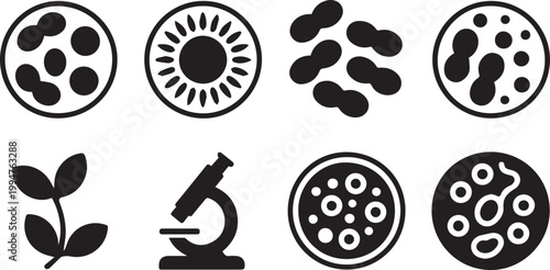 Set of microbiology and biology icons