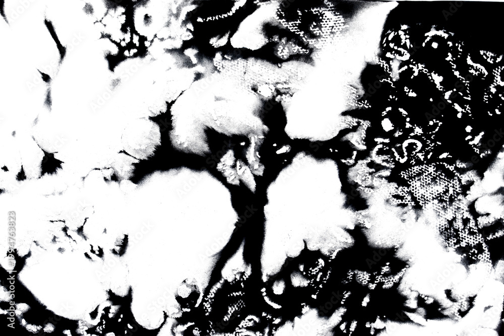 Obraz premium Abstract grunge black ink paint distressed texture rips tears and rust transparent crumpled industrial overlay background