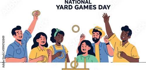 People play yard games on National Yard Games Day outdoors with friends.