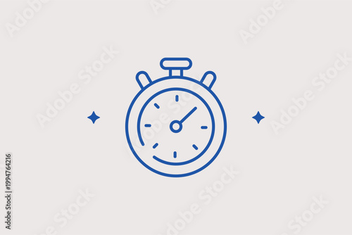 Stopwatch line icon for time tracking and meeting deadlines. Efficient vector illustration for productivity apps and project management dashboards.