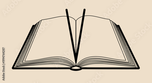 An open antique hardcover book with blank vintage paper pages and a weathered cover isolated on a white background for education and literature templates
