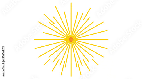 Vibrant yellow sunburst graphic with rays on white background symbolizing energy and optimism