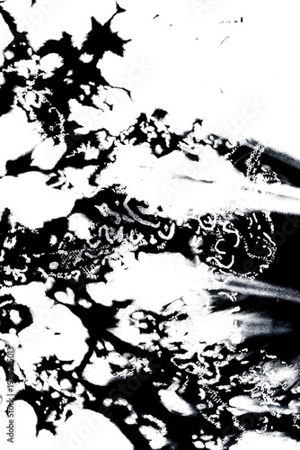 Abstract grunge black ink paint distressed texture rips tears and rust transparent crumpled industrial overlay background