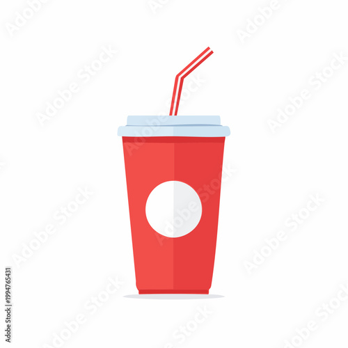 Red Disposable Cup with Straw and Lid