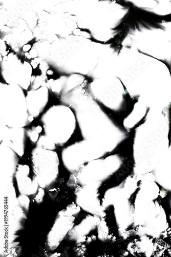 Abstract grunge black ink paint distressed texture rips tears and rust transparent crumpled industrial overlay background