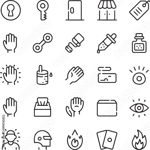 Abstract icon set: security objects beauty