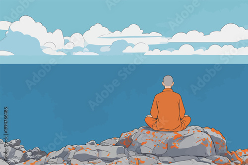 Meditation by the Sea: Calm and Serene Moment
