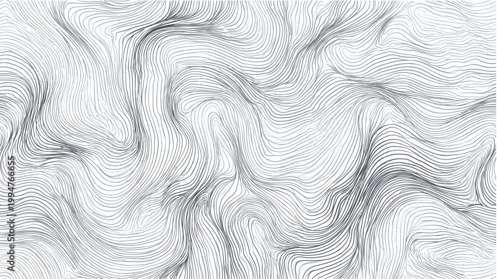 Obraz premium Abstract contour lines forming an organic, flowing pattern on a minimal white background. Abstract line art pattern creating organic topographic texture