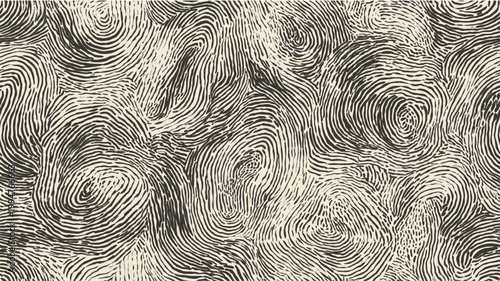 Abstract seamless pattern creating organic digital ink lines resembling fingerprints. Abstract seamless pattern with digital ink fingerprint lines