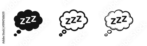 Sleeping ZZZ Thought Bubble and Dream Icon Set
